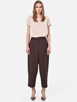 PANTALONE MARRONE TESTA DI MORO CON PINCES