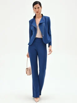 PANTALONE MID FLARED BLU BRILLANTE CON FASCIONE