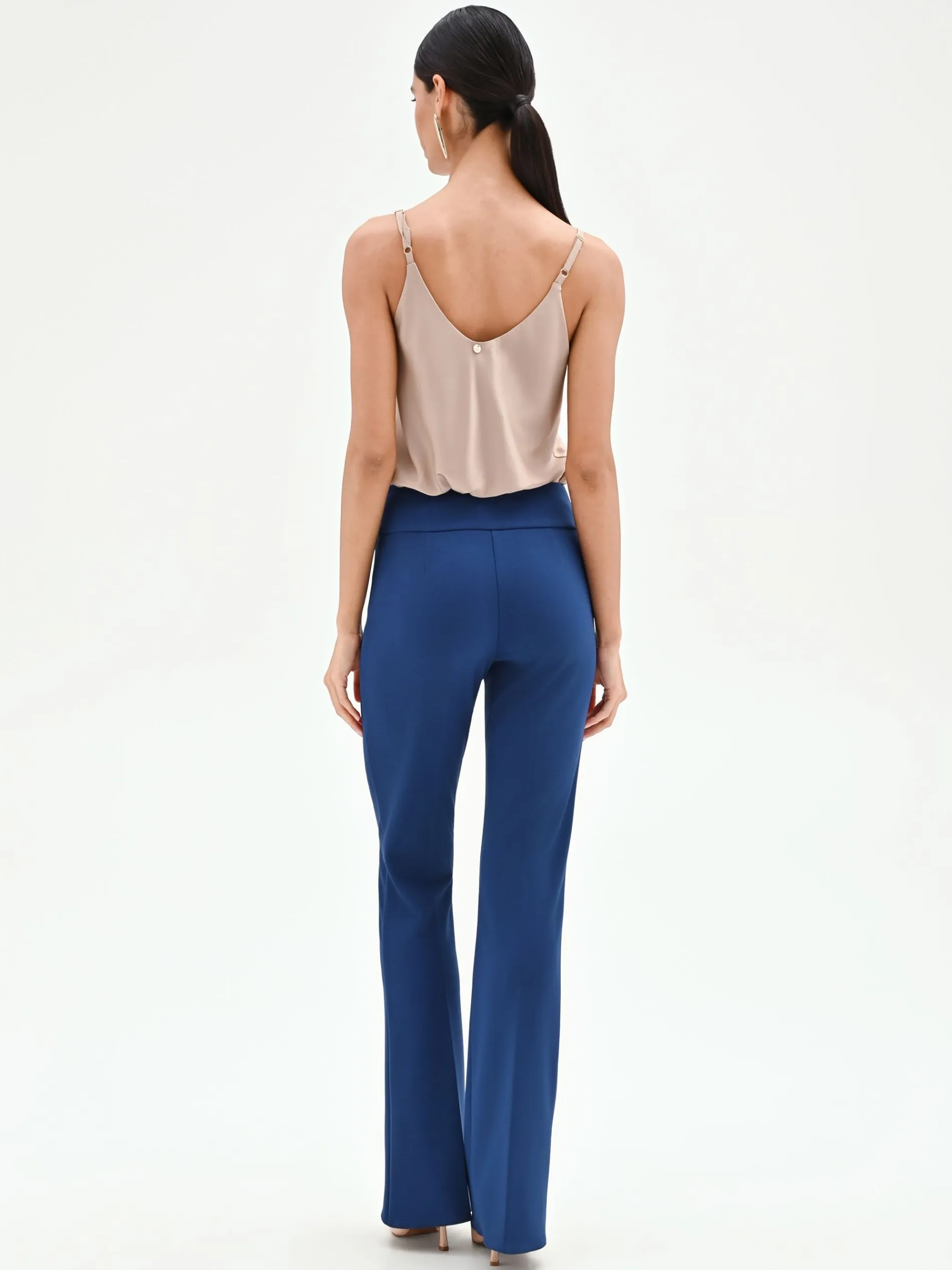 PANTALONE MID FLARED BLU BRILLANTE CON FASCIONE