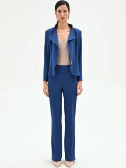 PANTALONE MID FLARED BLU BRILLANTE CON FASCIONE