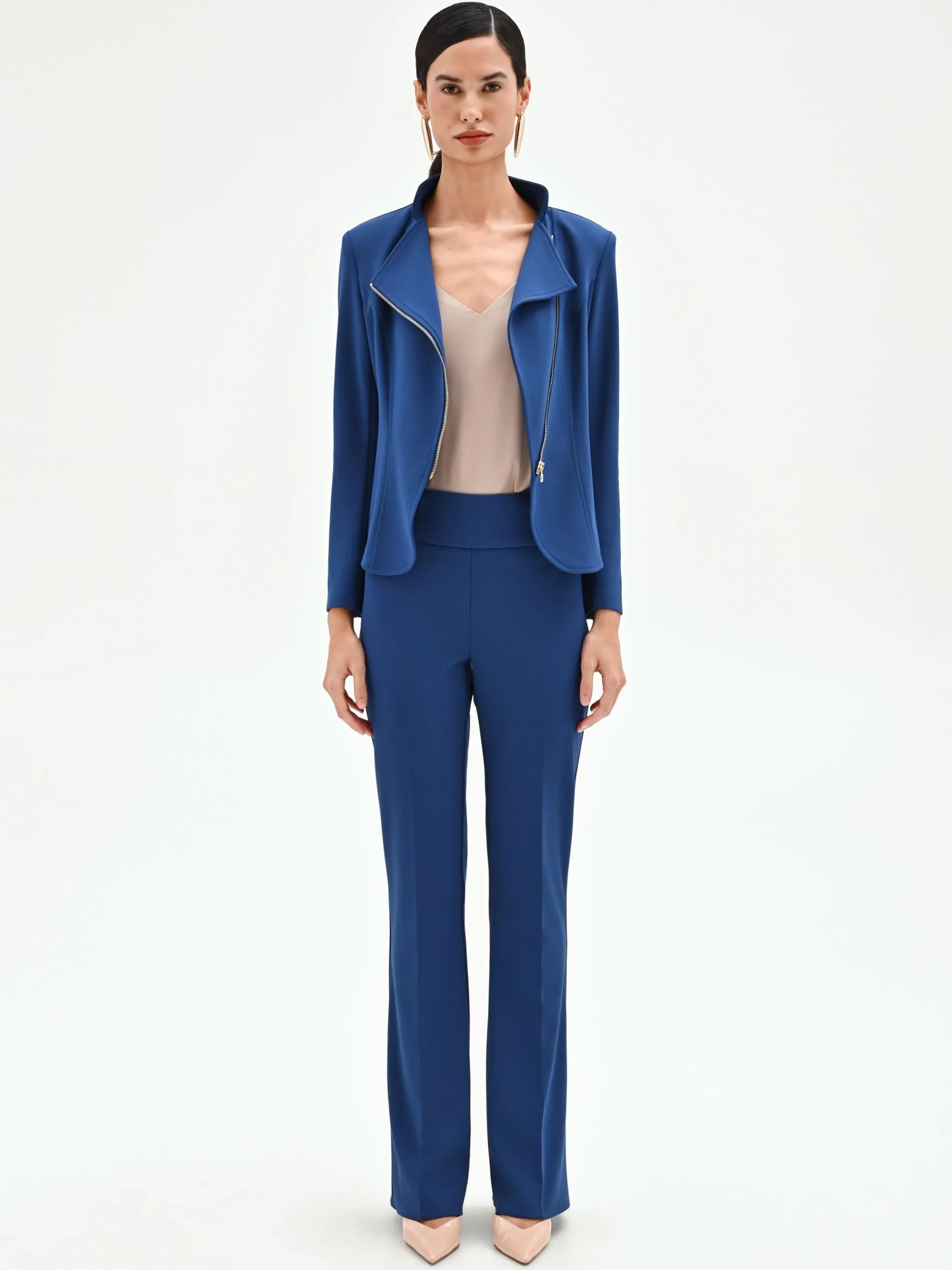 PANTALONE MID FLARED BLU BRILLANTE CON FASCIONE