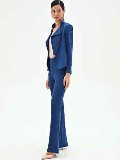 PANTALONE MID FLARED BLU BRILLANTE CON FASCIONE