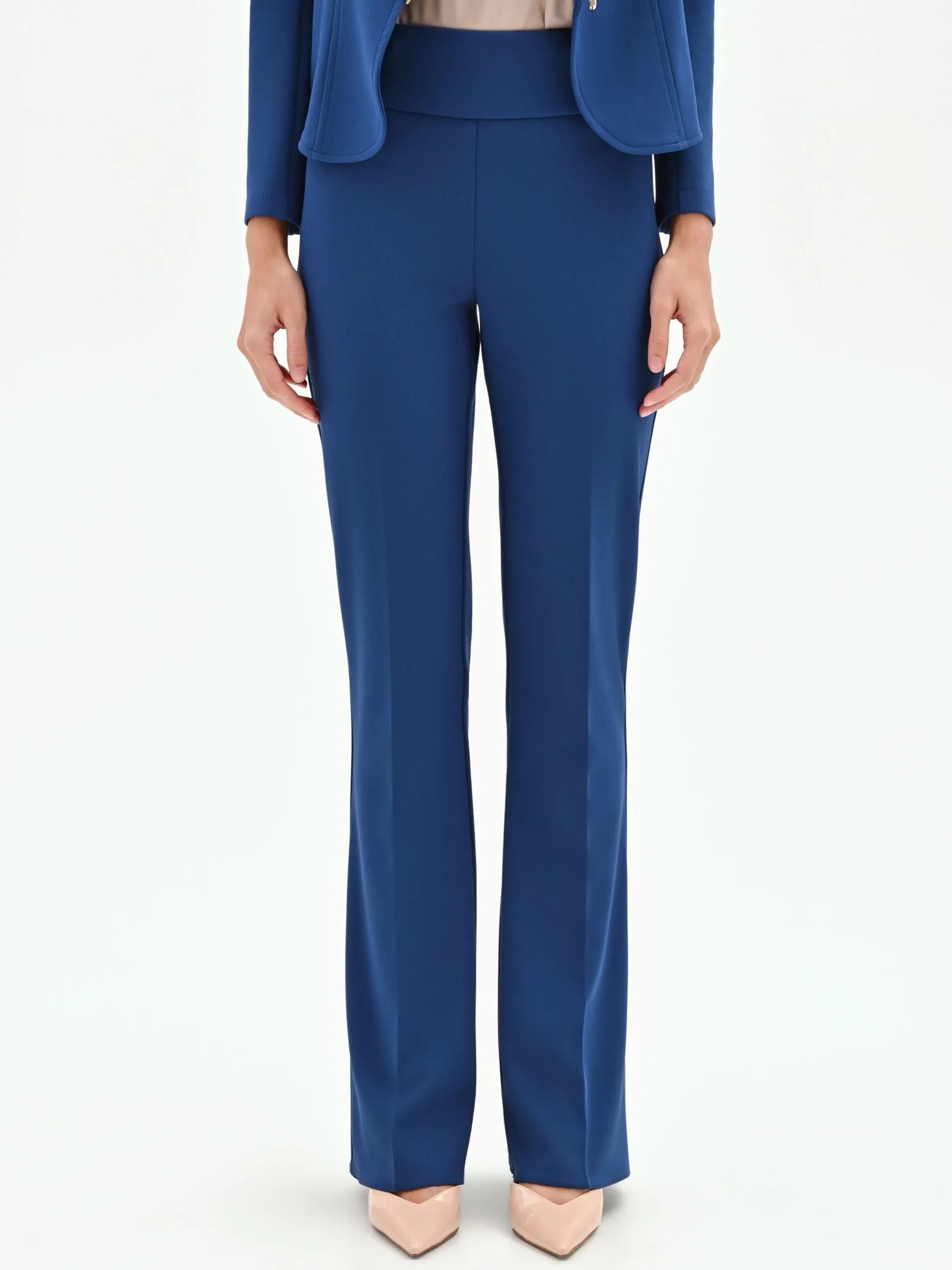 PANTALONE MID FLARED BLU BRILLANTE CON FASCIONE