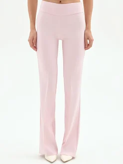 PANTALONE MID FLARED ROSA PASTELLO A VITA ALTA