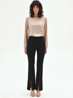 PANTALONE NERO FLARED CON SPACCO FRONTALE