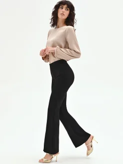 PANTALONE NERO FLARED CON SPACCO FRONTALE