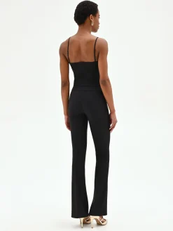 PANTALONE NERO SVASATO IN TESSUTO TECNICO