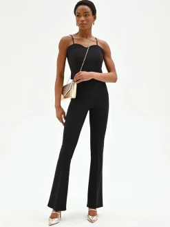 PANTALONE NERO SVASATO IN TESSUTO TECNICO