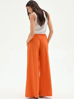 PANTALONE PALAZZO ARANCIO IN VISCOSA