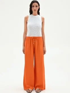 PANTALONE PALAZZO ARANCIO IN VISCOSA