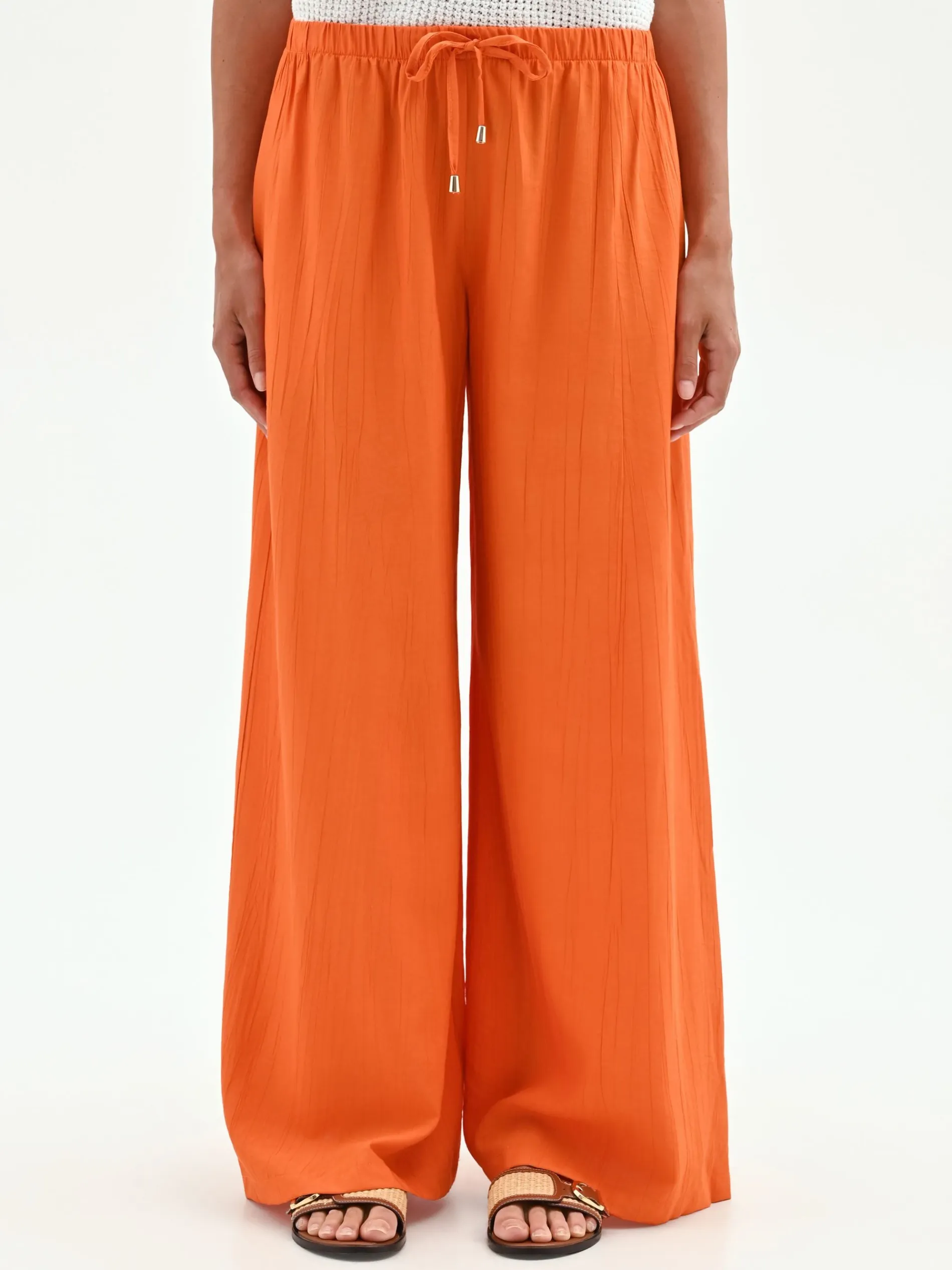 PANTALONE PALAZZO ARANCIO IN VISCOSA