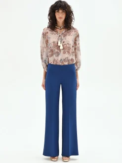 PANTALONE PALAZZO BLU BRILLANTE