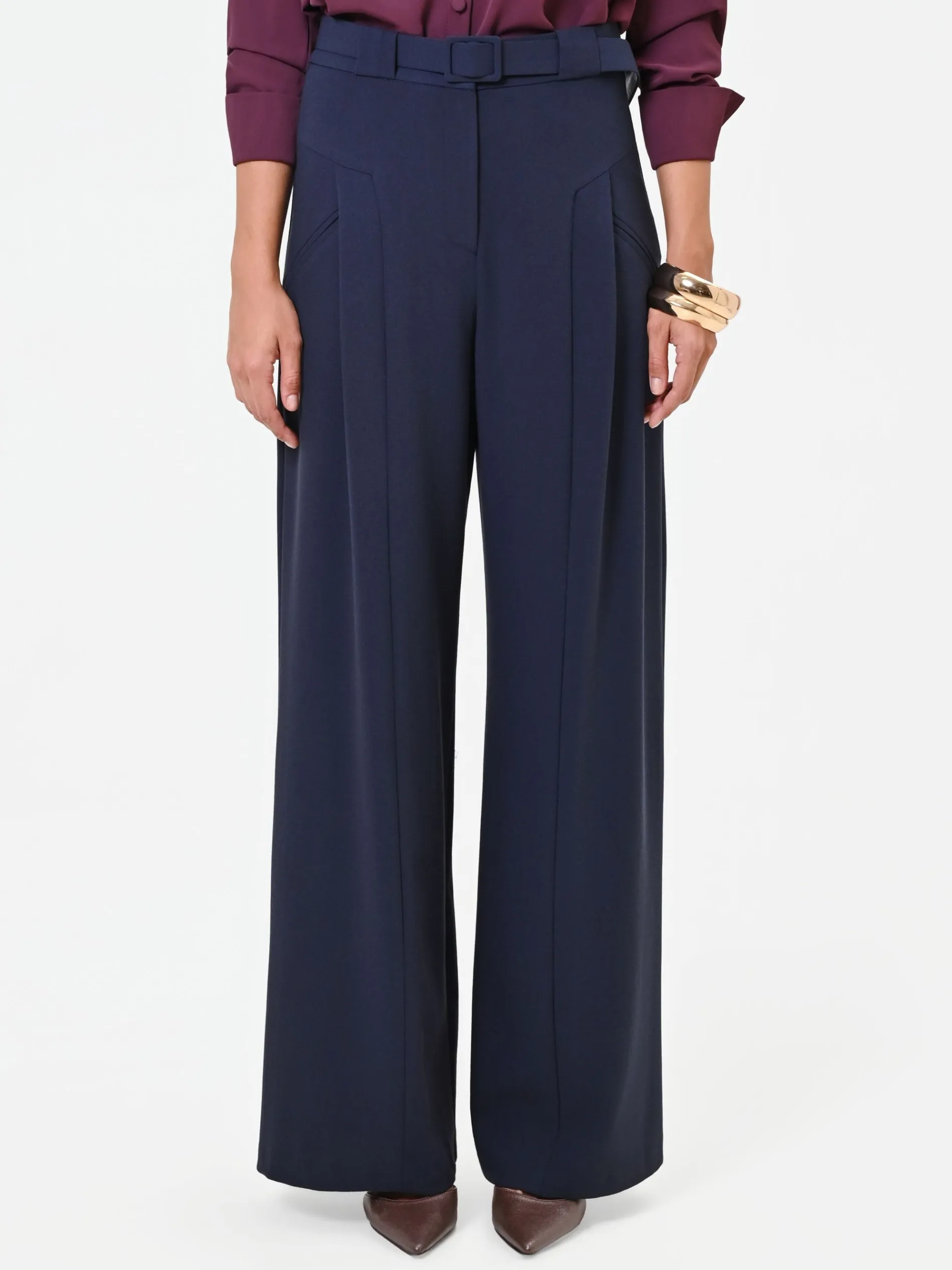 PANTALONE PALAZZO BLU NAVY