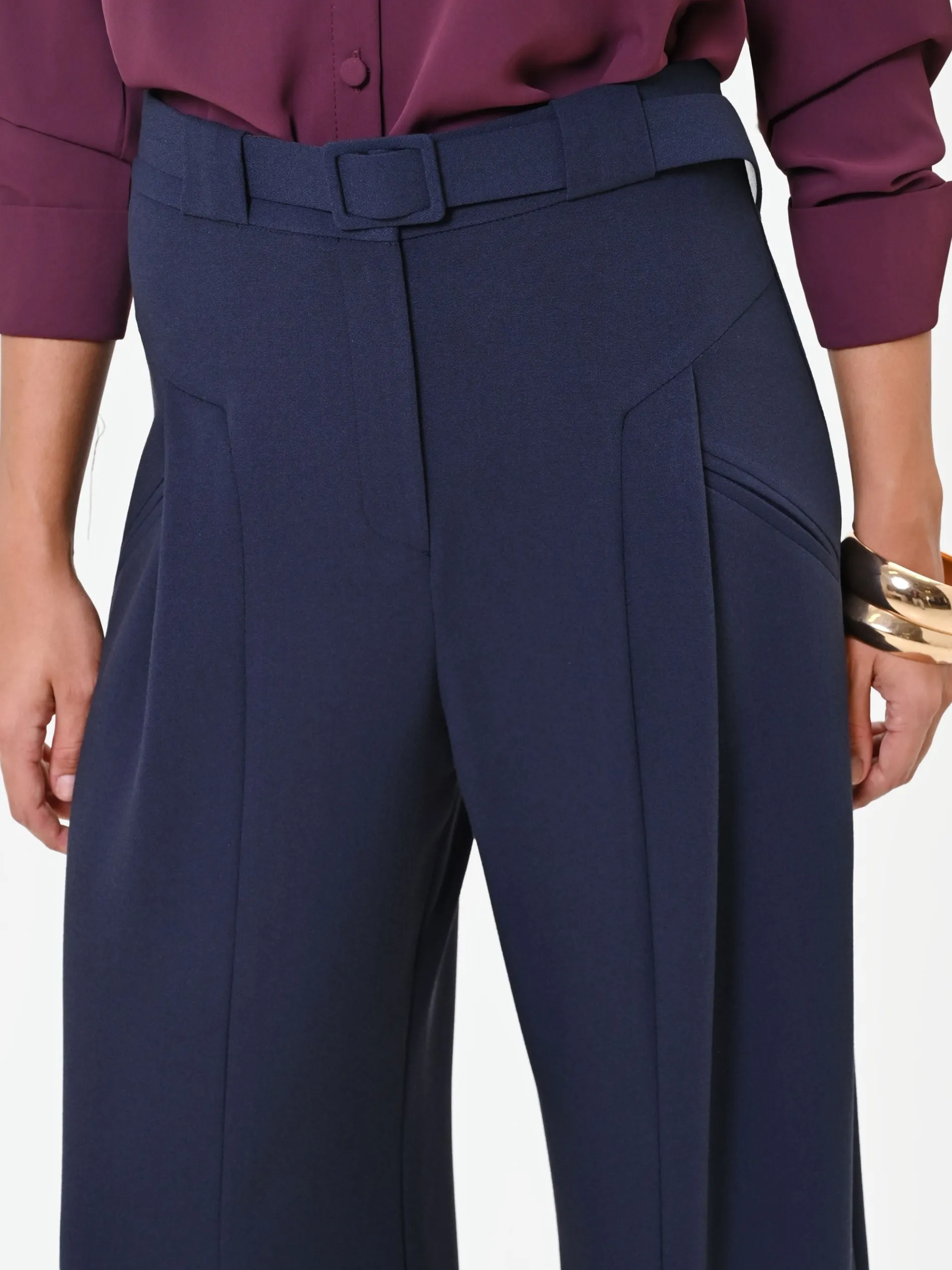 PANTALONE PALAZZO BLU NAVY
