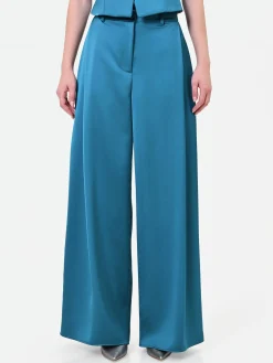 PANTALONE PALAZZO BLU OTTANIO IN RASO
