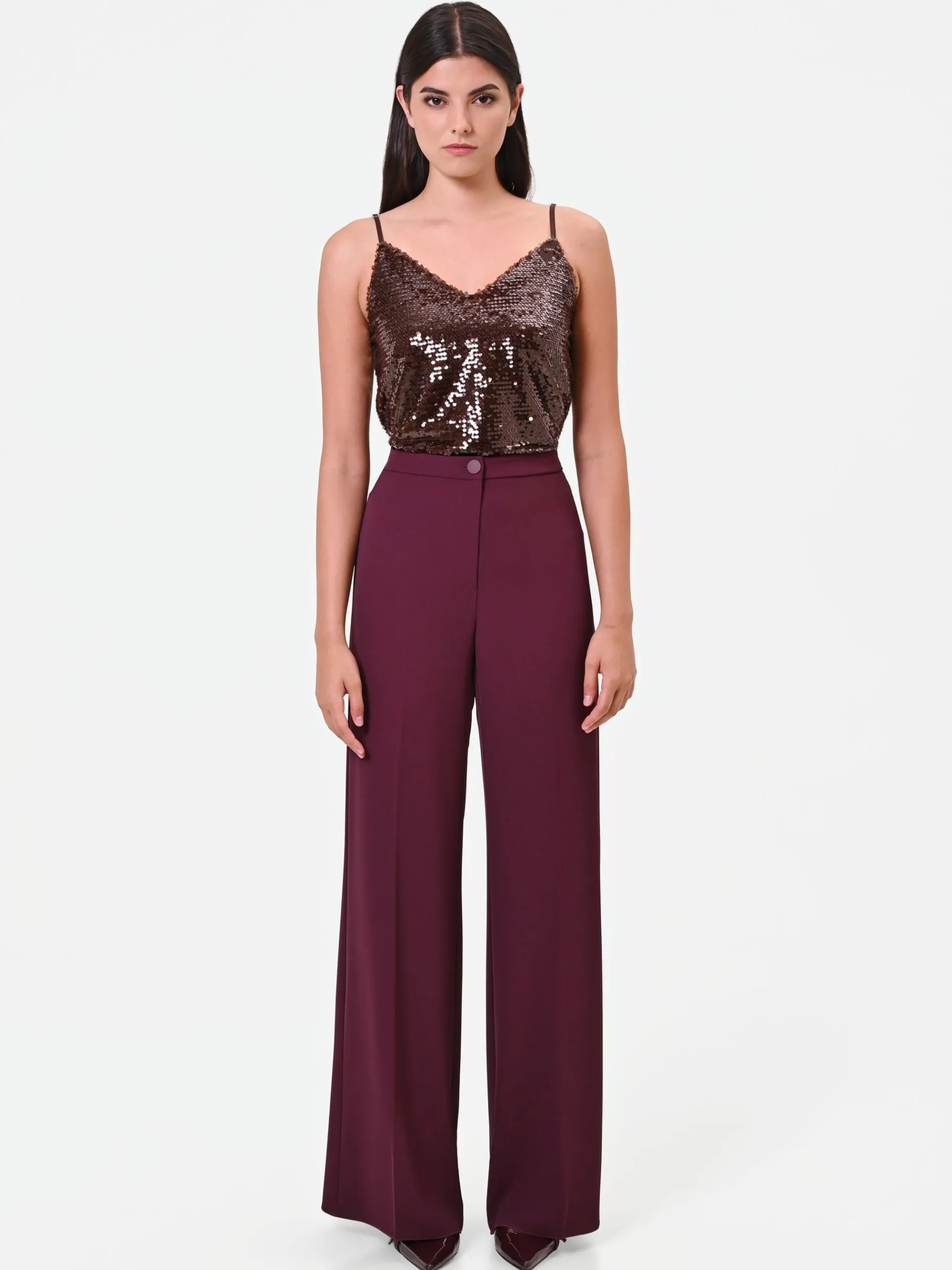 PANTALONE PALAZZO BORDEAUX