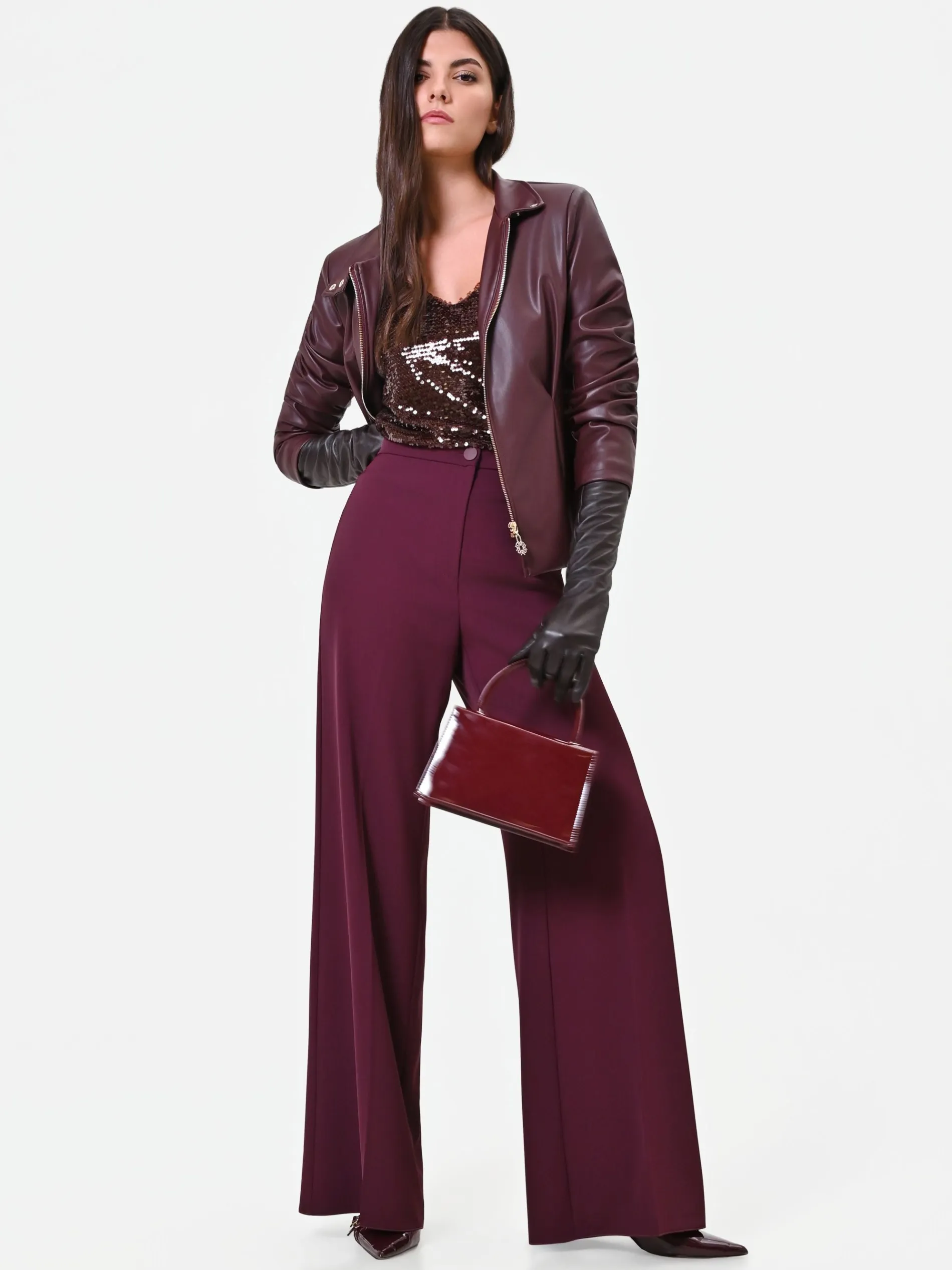 PANTALONE PALAZZO BORDEAUX