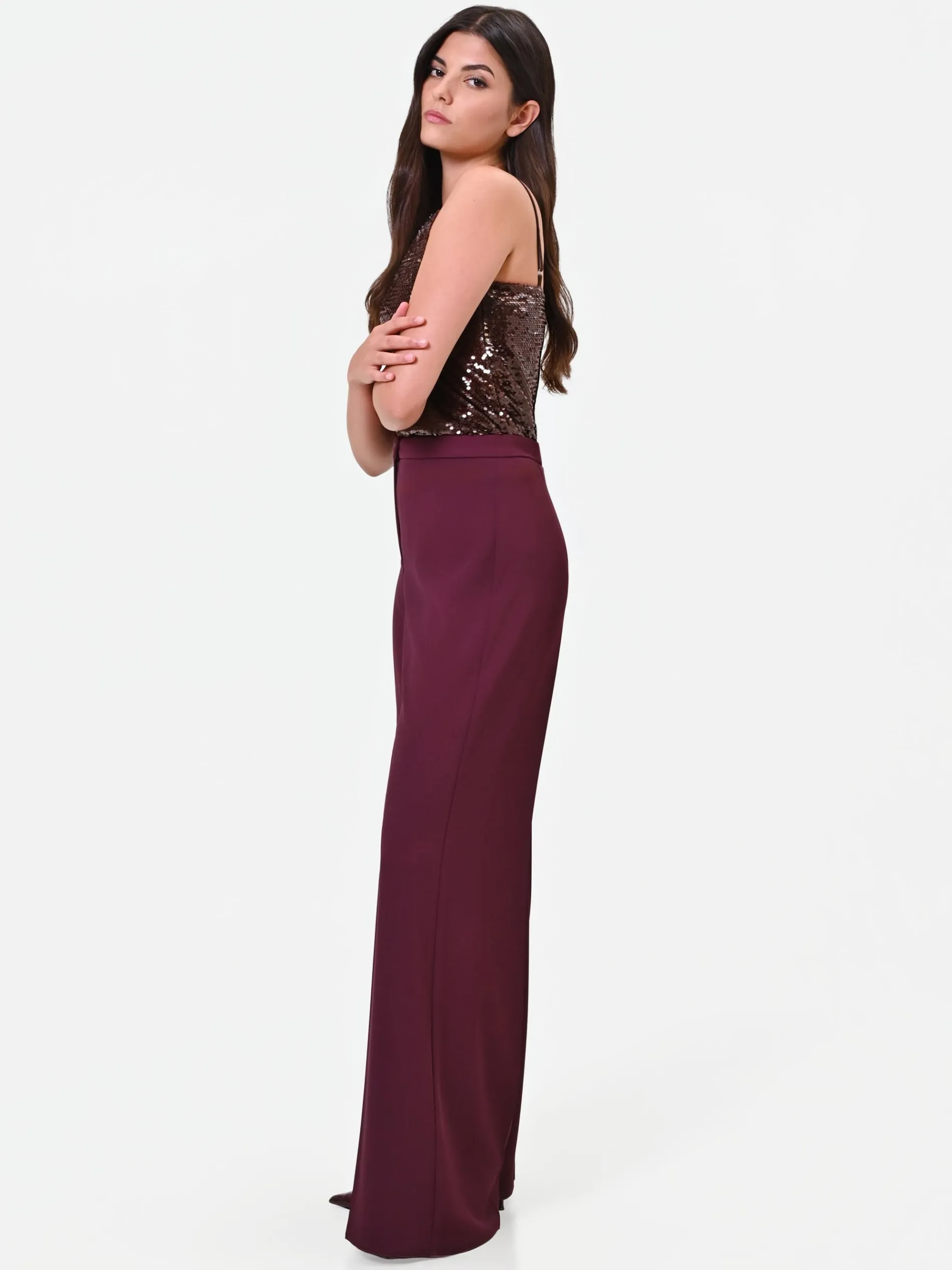 PANTALONE PALAZZO BORDEAUX