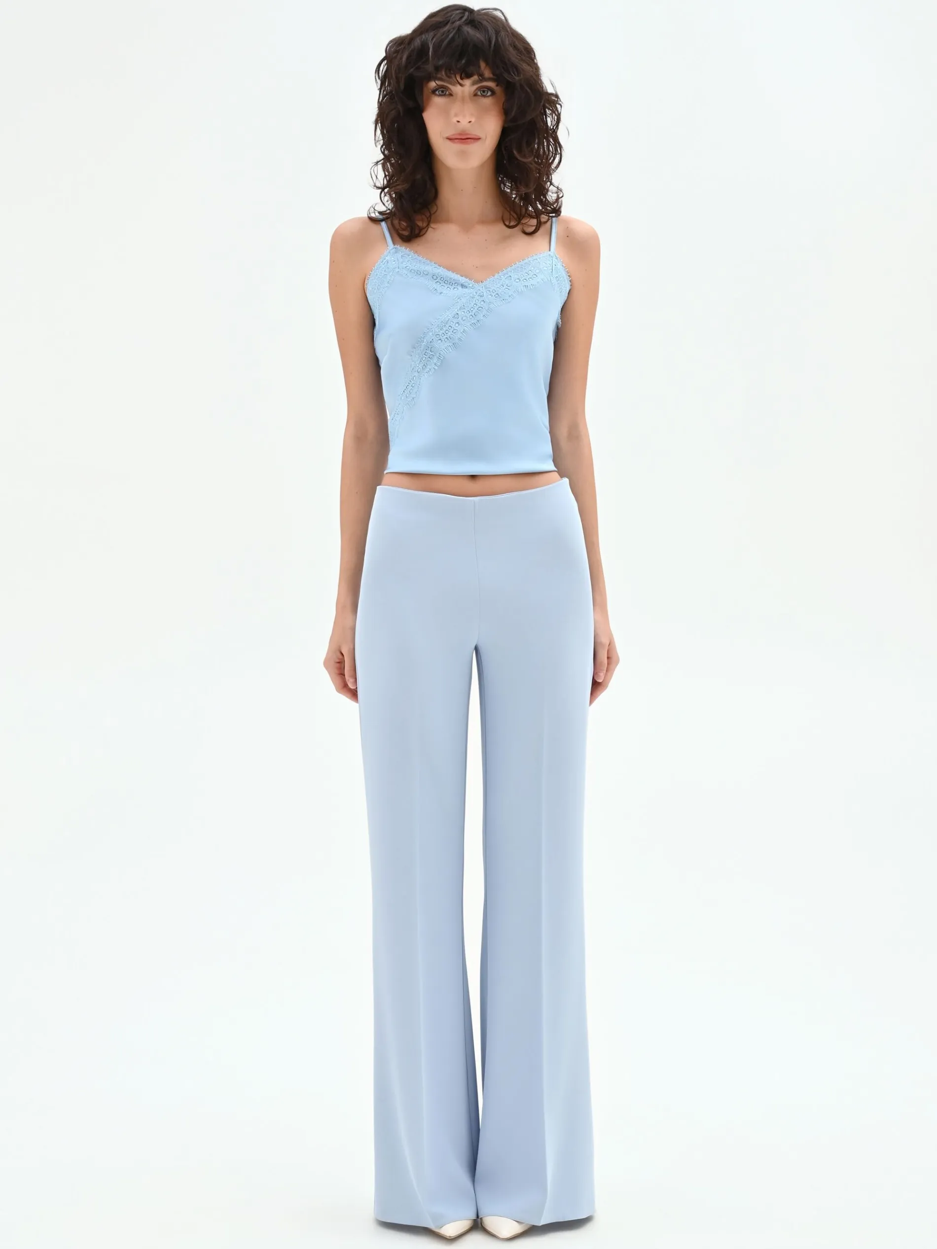 PANTALONE PALAZZO CIELO AZZURRO A VITA ALTA