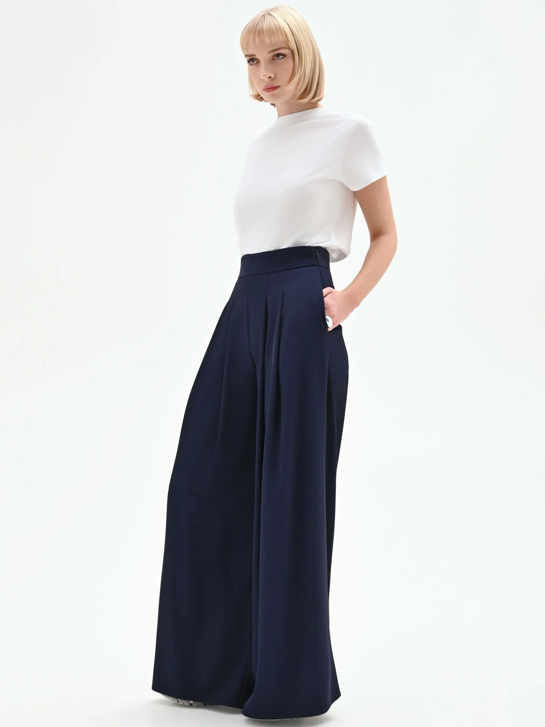 PANTALONE PALAZZO IN CADI BLU