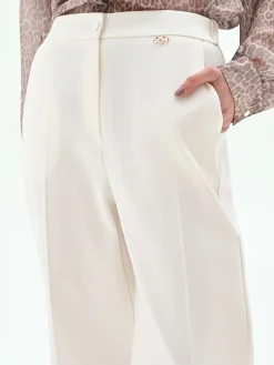PANTALONE PALAZZO IN MISTO COTONE LYOCELL BIANCO