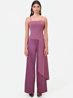 PANTALONE PALAZZO IN RASO ROSA ANTICO