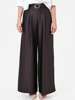 PANTALONE PALAZZO MORO MARRONE CON CINTURA