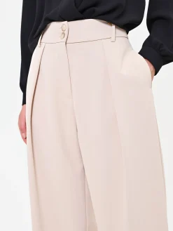PANTALONE PALAZZO TORTORA BEIGE CON PINCES FRONTALI