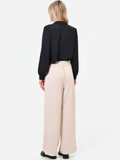 PANTALONE PALAZZO TORTORA BEIGE CON PINCES FRONTALI