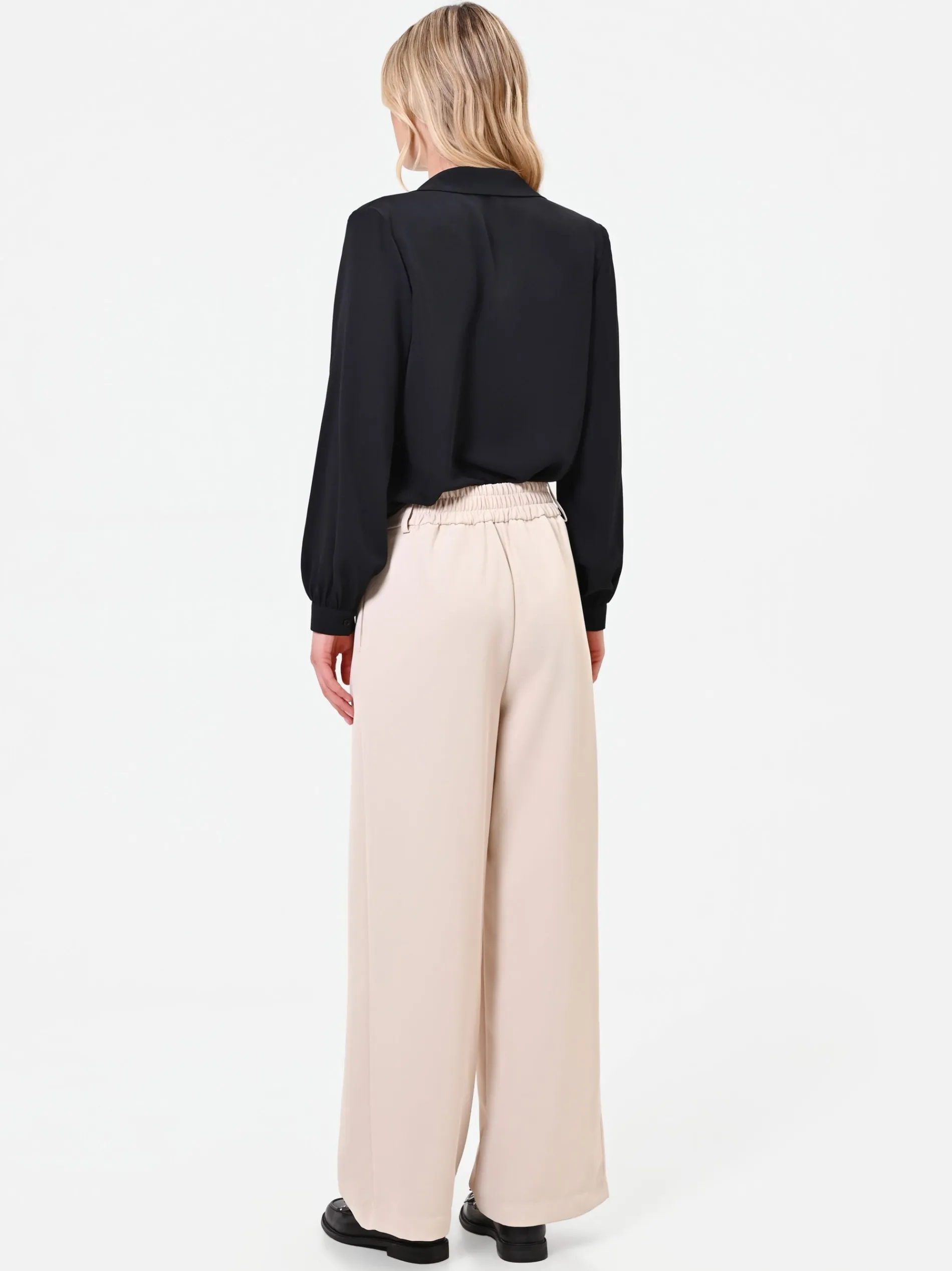 PANTALONE PALAZZO TORTORA BEIGE CON PINCES FRONTALI