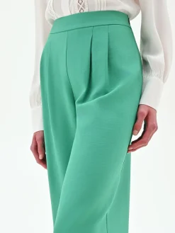 PANTALONE PALAZZO VERDE A VITA ALTA IN POLIVISCOSA