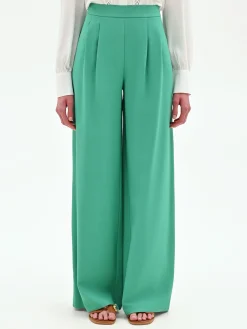 PANTALONE PALAZZO VERDE A VITA ALTA IN POLIVISCOSA