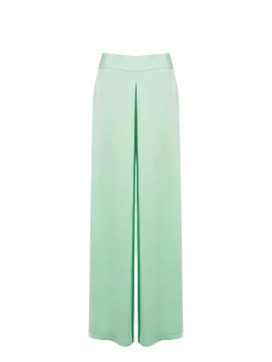 PANTALONE PALAZZO VERDE MENTA CON SPACCO FRONTALE