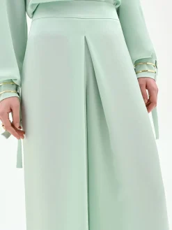 PANTALONE PALAZZO VERDE MENTA CON SPACCO FRONTALE