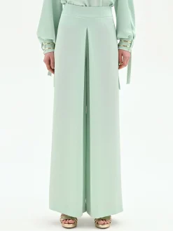 PANTALONE PALAZZO VERDE MENTA CON SPACCO FRONTALE