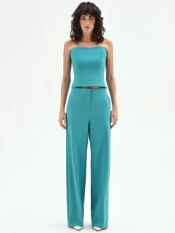 PANTALONE STUDIO A PALAZZO VERDE SMERALDO