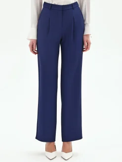 PANTALONE STUDIO CON PINCES E VITA ALTA IN CADI BLU INDACO