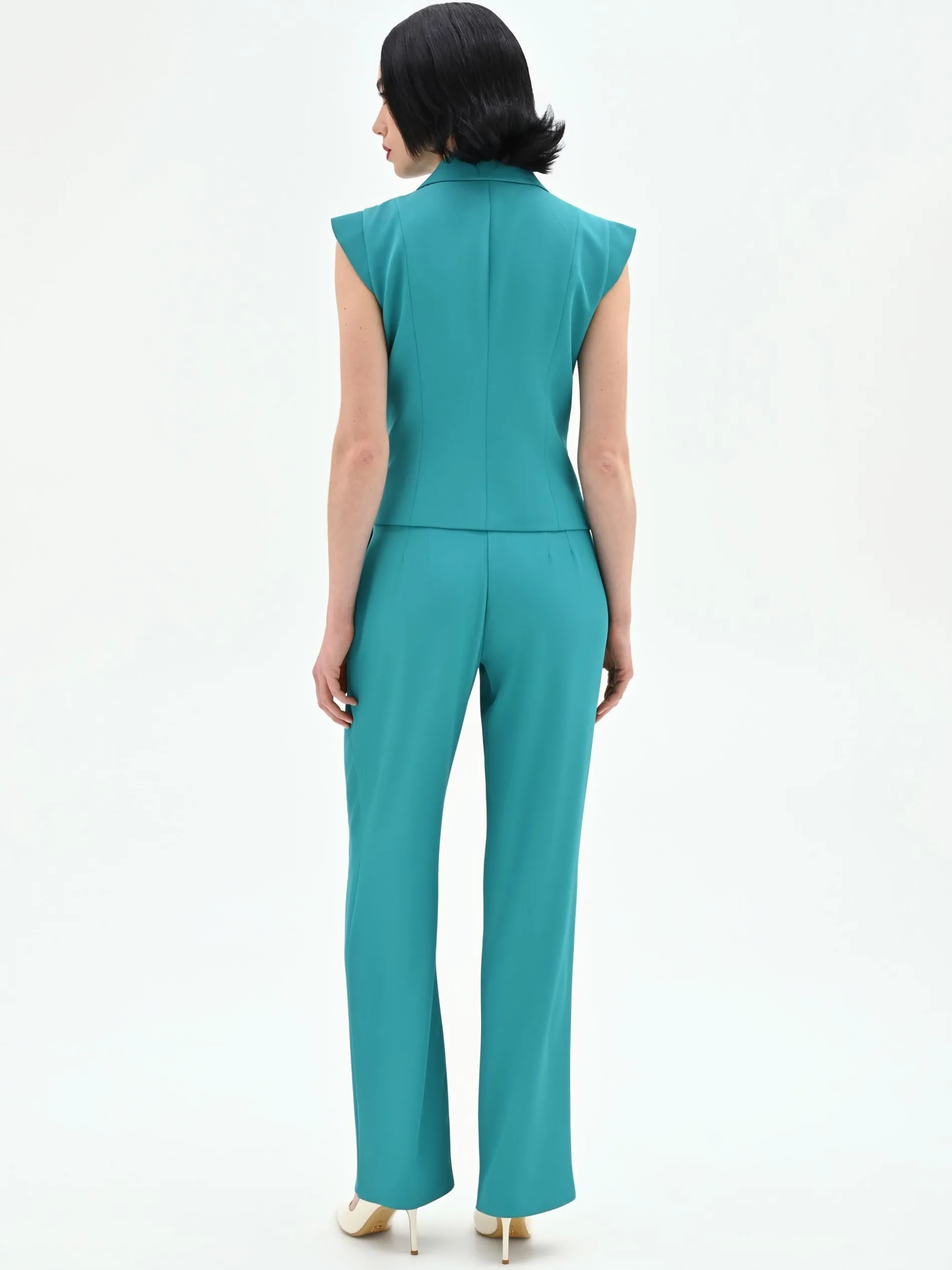 PANTALONE STUDIO CON PINCES IN CADI VERDE SMERALDO