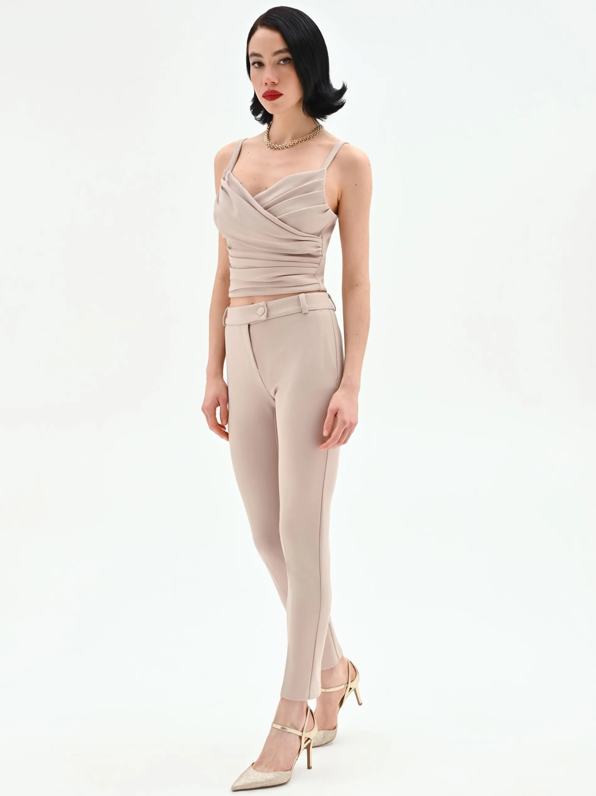 PANTALONE TORTORA BEIGE SKINNY