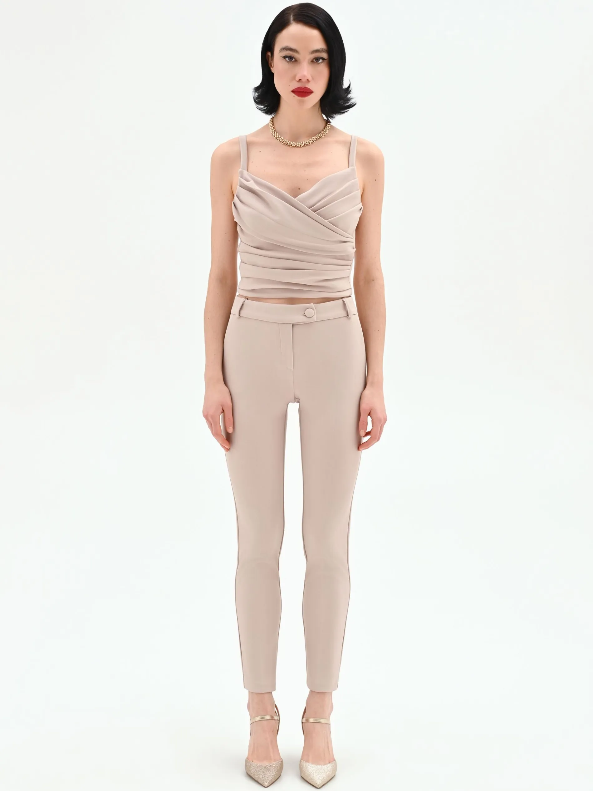PANTALONE TORTORA BEIGE SKINNY