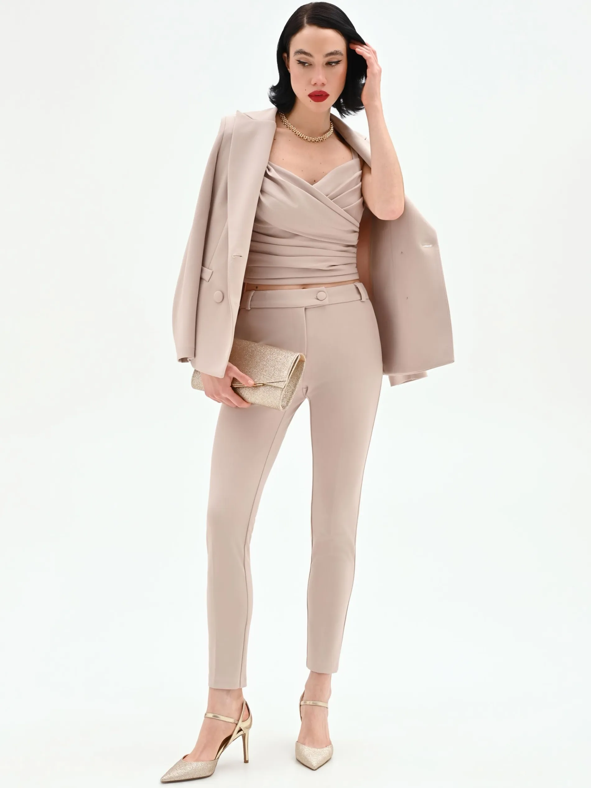 PANTALONE TORTORA BEIGE SKINNY