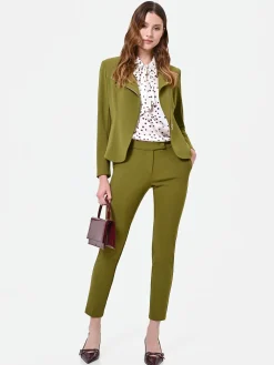 PANTALONI A SIGARETTA VERDE OLIO