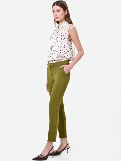 PANTALONI A SIGARETTA VERDE OLIO