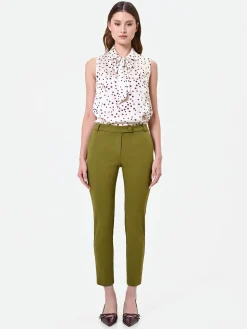 PANTALONI A SIGARETTA VERDE OLIO