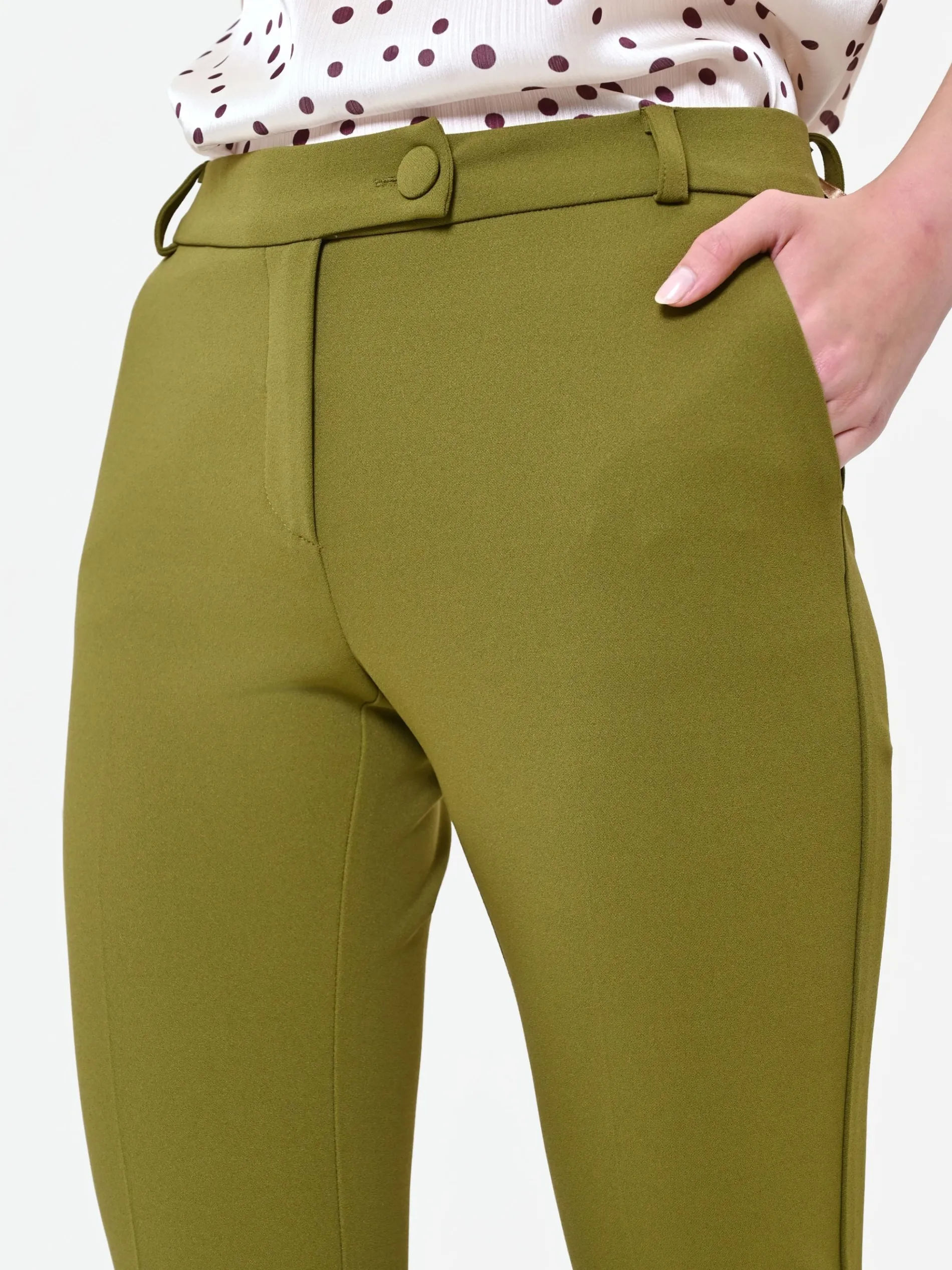 PANTALONI A SIGARETTA VERDE OLIO