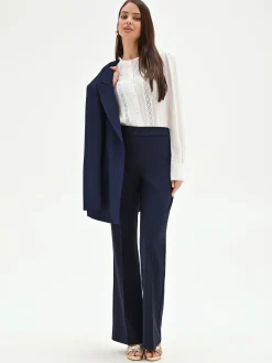 PANTALONI A ZAMPA BLU IN TESSUTO TECNICO