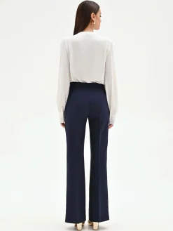 PANTALONI A ZAMPA BLU IN TESSUTO TECNICO