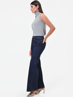 PANTALONI JEANS BLU NAVY A PALAZZO