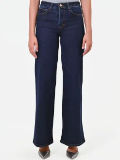PANTALONI JEANS BLU NAVY A PALAZZO