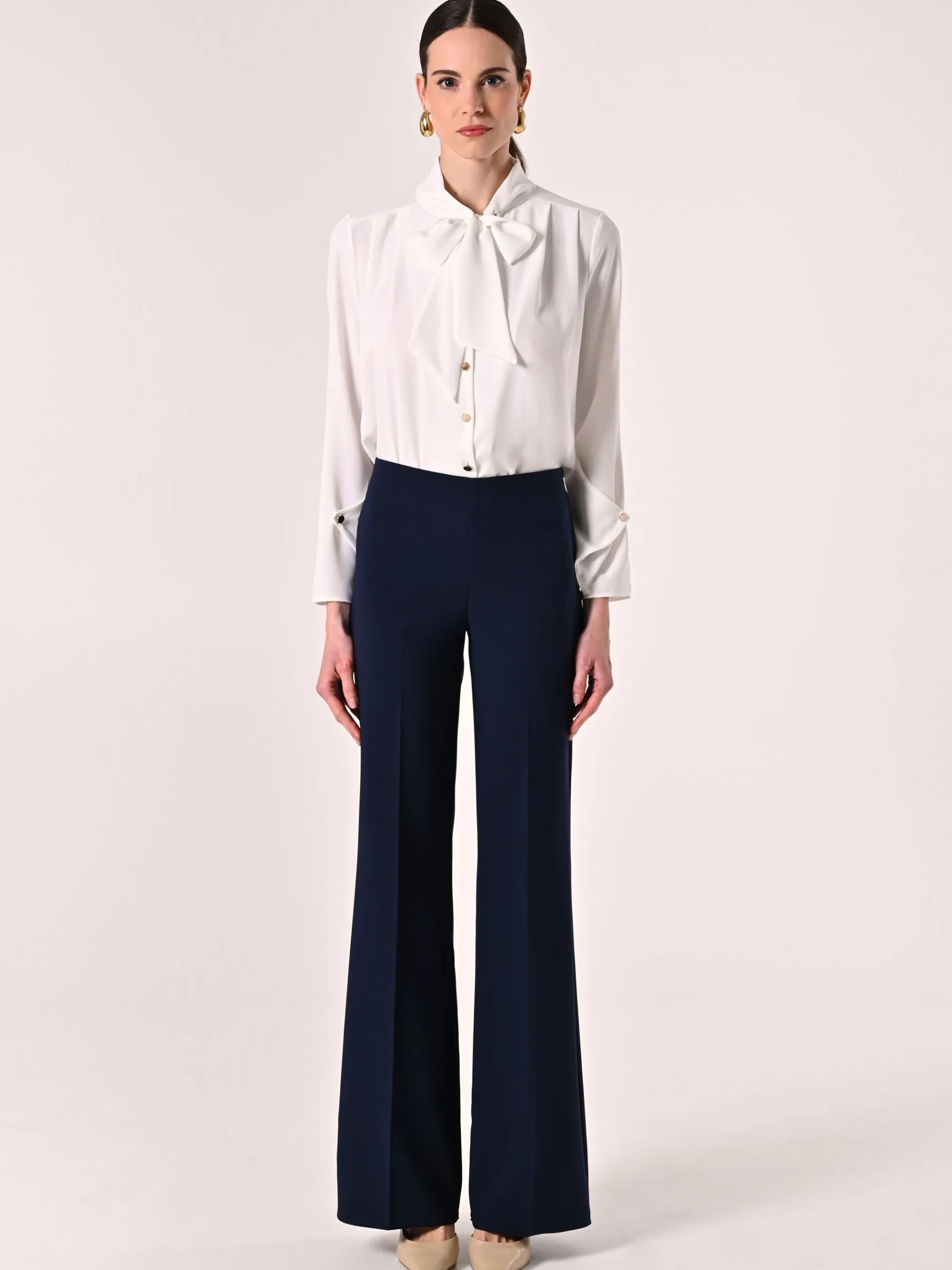 PANTALONI PALAZZO IN TESSUTO TECNICO BLU